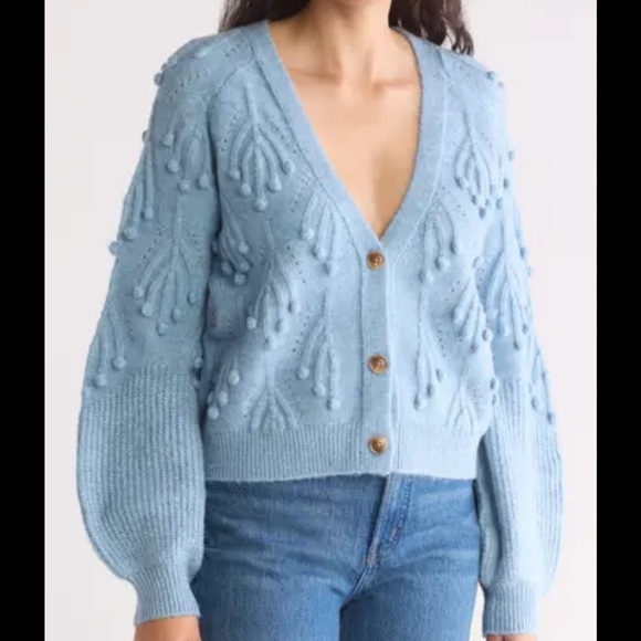 Grey Collective Knit Raglan Cardigan Sweater Size Large Pink Cozy - Picture 11 of 15